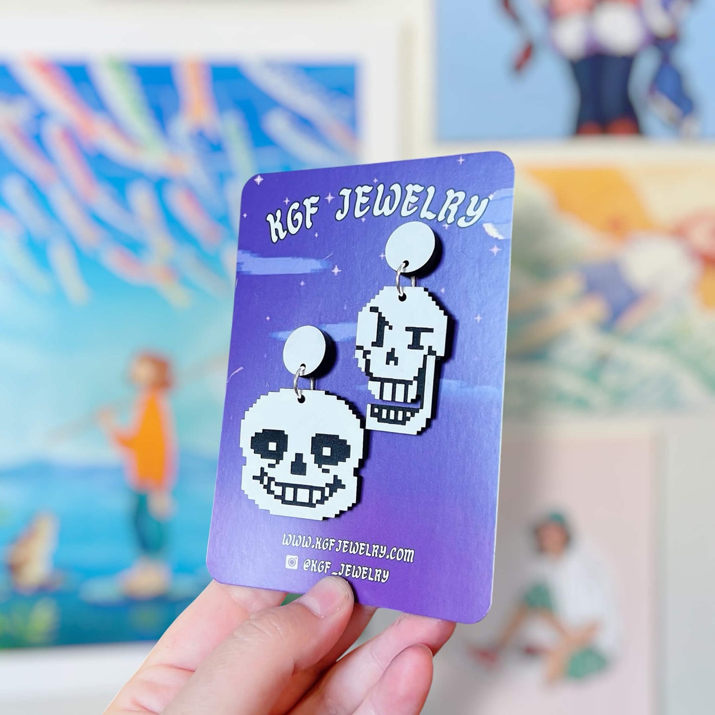 Bone Bros Video Game Handmade Acrylic Earrings, Keychains, Pins