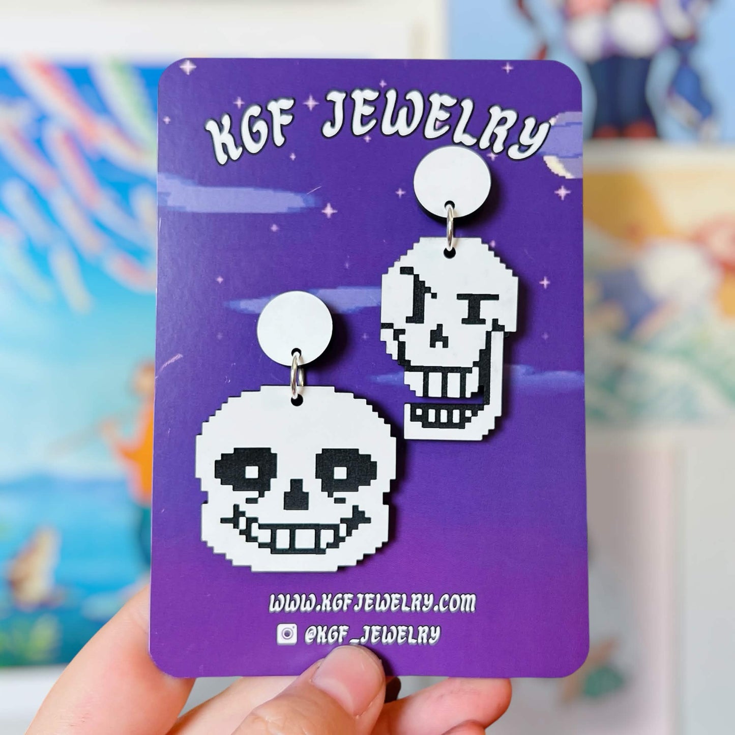 Bone Bros Video Game Handmade Acrylic Earrings, Keychains, Pins