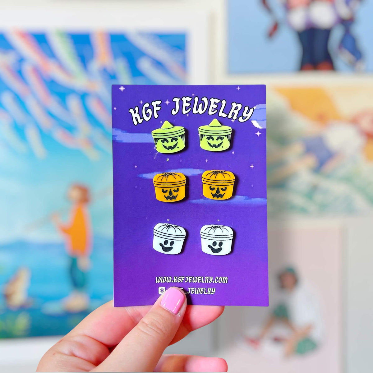 Halloween Buckets Handmade Acrylic Stud Earrings