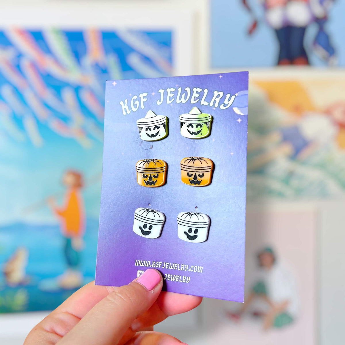Halloween Buckets Handmade Acrylic Stud Earrings