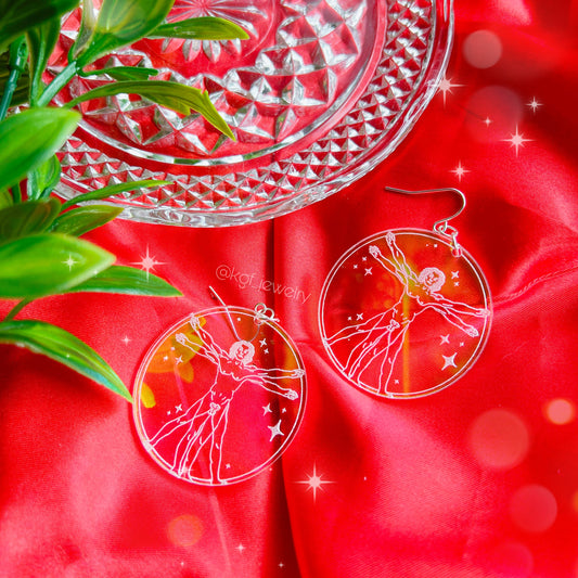 Vitruvian Man Acrylic Earrings