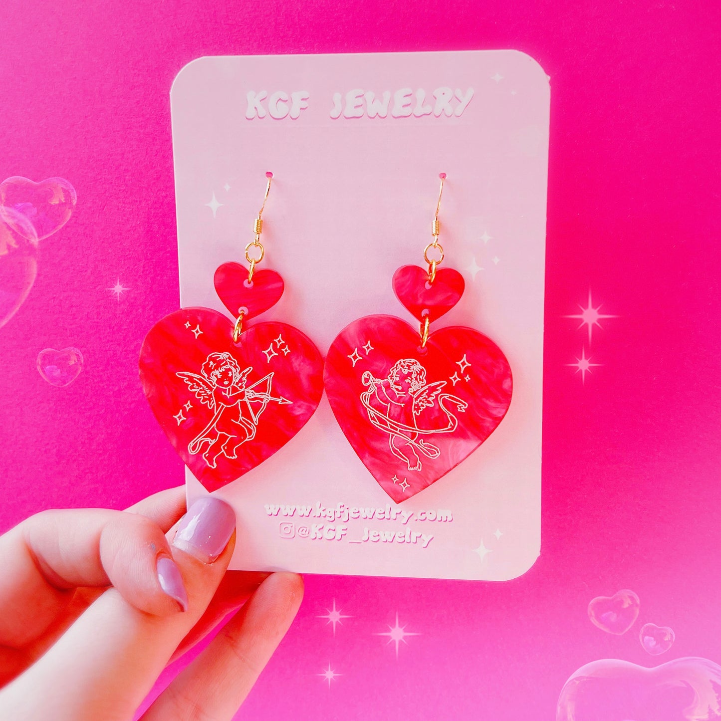 Cherub Hearts Acrylic Earrings